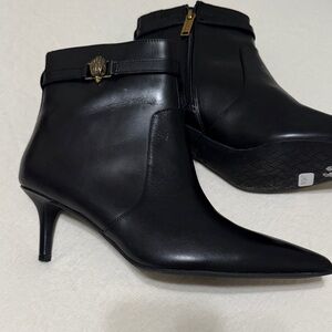 Kurt Geiger Black Ankle Booties with Gold Accent
